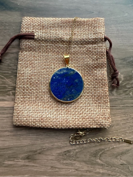 Hand Crafted Jewelry - Genuine Lapis Lazuli Round Pendant Lapis Necklace Minimalist Crystal Necklace